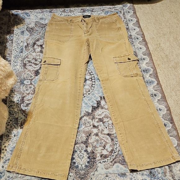 Eddie Bauer Beige Corduroy Cargo Wide Leg Pants - Picture 1 of 6